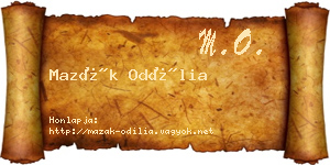 Mazák Odília névjegykártya